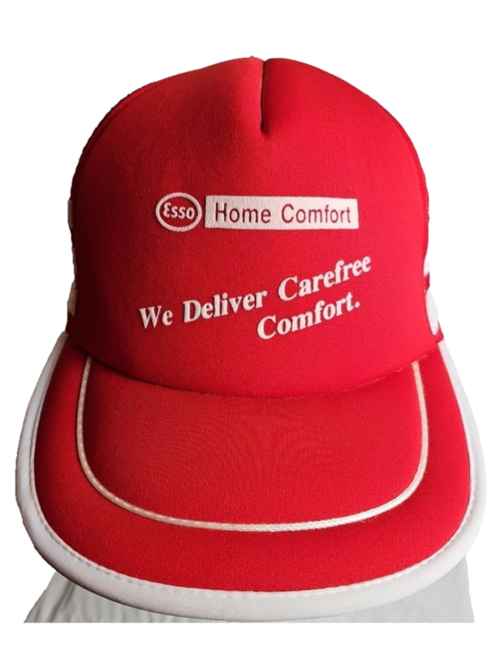 Vintage Esso Home Comfort Trucker Hat Snapback Adjustable Red & White